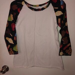 EUC Disney Snacks Raglan Baseball 3/4 sleeve tee - small/medium